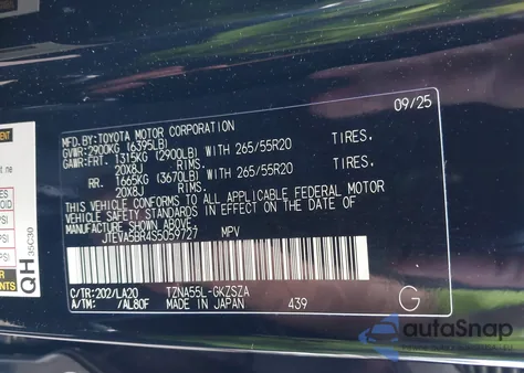 2025 Toyota 4Runner Limited z USA, uszkodzony, nr VIN JTEVA5BR4S5059727